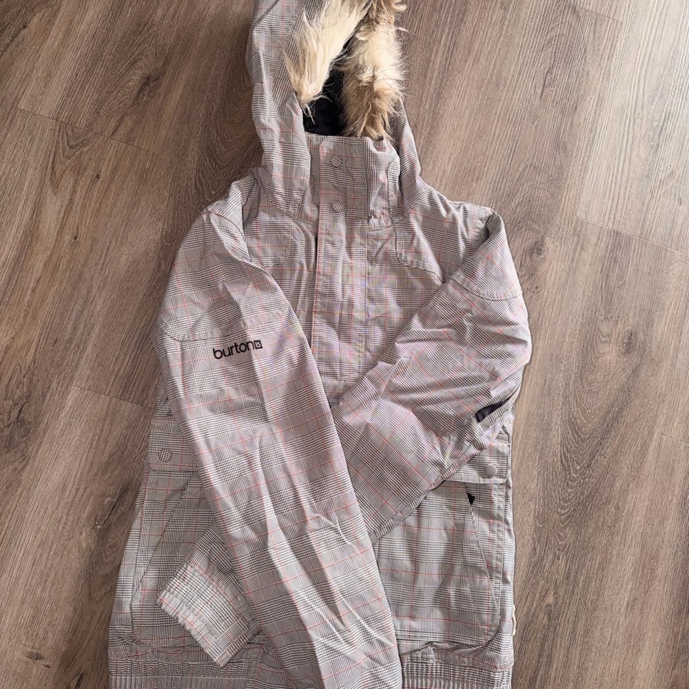 Burton Plaid Stripe with Faux Fur Hooded Jacket